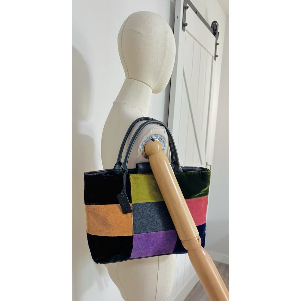 Vintage Y2K Capezio Patchwork Shoulder Bag Velvet Suede Fabric